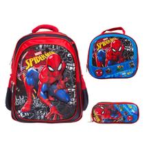 Kit Mochila Infantil Costas Spider Man 3D Com Lancheira