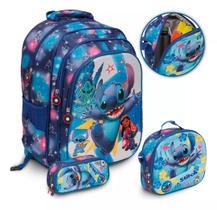 Kit Mochila Infantil Costas Stitch 3d Com Lancheira Térmica Kit Mochila Infantil Costas Stitch 3d Com Lancheira Térmica