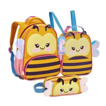 Kit Mochila Infantil Creche Menina Menino Animais Com Lancheira Térmica e Estojo Passeio Escolinha