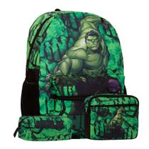 Kit Mochila Infantil De Costas Grande Estampa Hulk Desenho