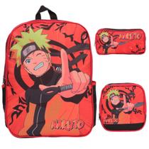 Kit Mochila Infantil De Costas Naruto Lancheira E Estojo