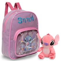 Kit Mochila Infantil De Costas Stitch Menina + Pelúcia
