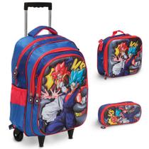 Kit Mochila Infantil De Rodinha Dragon Ball Lancheira Térm