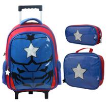 Kit Mochila Infantil De Rodinha Lancheira e Estojo Super Star Yins YS42168