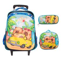 Kit Mochila Infantil De Rodinhas Capivara Lancheira Térmica Kit Mochila Infantil De Rodinhas Capivara Lancheira Térmica