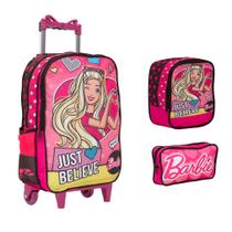 Kit Mochila Infantil De Rodinhas Estampa Barbie Juvenil
