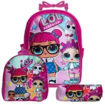 Kit Mochila Infantil de Rodinhas LOL Surprise com Lancheira