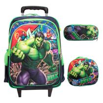 Kit Mochila Infantil De Rodinhas Masculina Lancheira Estojo
