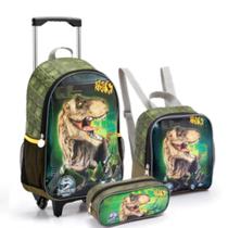 Kit Mochila Infantil de Rodinhas Seanite Dino 16"