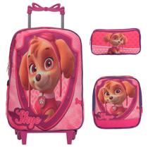 Kit Mochila Infantil De Rodinhas Skye Patrulha Canina Tam G