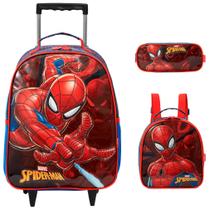 Kit Mochila Infantil de Rodinhas Spider Man Lancheira Grande Kit Mochila Infantil de Rodinhas Spider Man Lancheira Grande