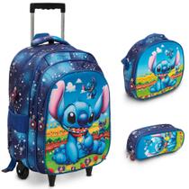 Kit Mochila Infantil De Rodinhas Stitch Creche Passeio