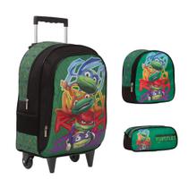 Kit Mochila Infantil De Rodinhas Tartarugas Ninja Lancheira