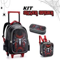 Kit Mochila Infantil de Silver Spider Com Carrinho Estojo + Lancheira Linda - Denlex