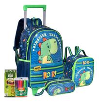 Kit Mochila Infantil Dino Roar Clio Escolar Rodinhas Promo Kit Mochila Infantil Dino Roar Clio Escolar Rodinhas Promo