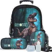 Kit Mochila Infantil Dinossauro T-rex Rodinhas Tam G - School Bags