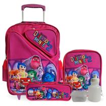 Kit Mochila Infantil Divertida Mente Rosa Com Lancheira e Estojo Tam G