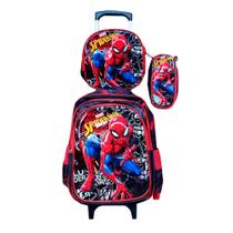 Kit Mochila Infantil do Homem Aranha em 3D Alto Relevo com Rodinhas + Lancheira Térmica + Estojo Kit Mochila Infantil do Homem Aranha em 3D Alto Relevo com Rodinhas + Lancheira Térmica + Estojo