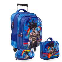 Kit Mochila Infantil Dragon Ball Rodinha Lancheira Estojo