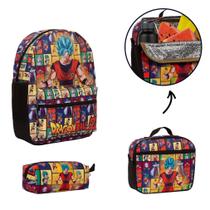 Kit Mochila Infantil Dragon Ball Z Anime Alça Reforçada