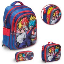 Kit Mochila Infantil Dragon Ball Z Lancheira Térmica Estojo Kit Mochila Infantil Dragon Ball Z Lancheira Térmica Estojo