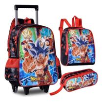 Kit Mochila Infantil Dragon Ball Z Rodinhas Escolar Aulas Ch