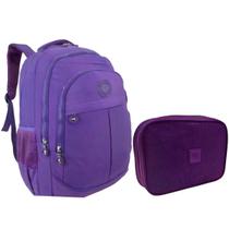 Kit Mochila Infantil e Estojo Box Feminino Impermeável Nylon Resistente Kit Escolar Grande