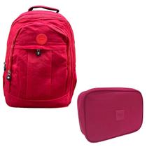Kit Mochila Infantil e Estojo Box Feminino Impermeável Nylon Resistente Kit Escolar Grande