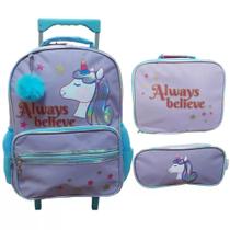 Kit mochila infantil em poliester unicornio c/rodinha 16 sortida yins Kit mochila infantil em poliester unicornio c/rodinha 16 sortida yins