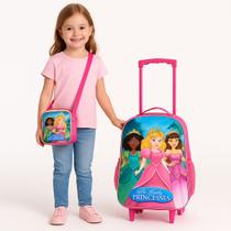 Kit Mochila Infantil Escolar 3 peças Princesas Dinsney Volta as Aulas Meninas Lancheira Estojo