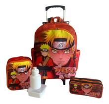 Kit Mochila Infantil Escolar Boneco Naruto Rodinhas M F5 Kit Mochila Infantil Escolar Boneco Naruto Rodinhas M F5