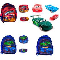 Kit Mochila Infantil Escolar C/ Lancheira Estojo e Carros Toy