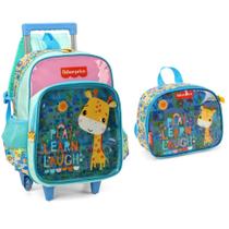 Kit Mochila Infantil Escolar c/ Rodinhas + lancheira Fisher Price