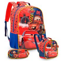 Kit Mochila Infantil Escolar Carros Alça Costas Grande