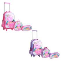 Kit Mochila Infantil Escolar Com Lancheira Estojo Flamingo MIF5329-C