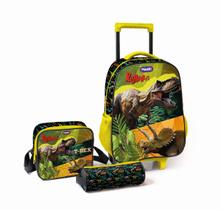 Kit Mochila Infantil Escolar com Rodinhas + Estojo e Lancheira Térmica Magic Kids T-Rex Kit Mochila Infantil Escolar com Rodinhas + Estojo e Lancheira Térmica Magic Kids T-Rex
