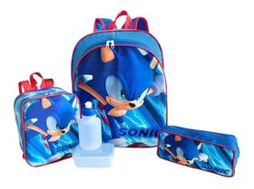Kit Mochila Infantil Escolar Costas Menino Boneco Sonic G F5