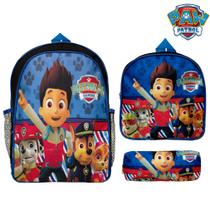 Kit Mochila Infantil Escolar Costas Menino Patrulha Canina