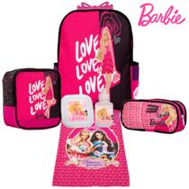 Kit Mochila Infantil Escolar Feminina Barbie + Itens Toys 2U