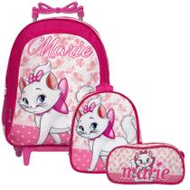 Kit Mochila Infantil Escolar Feminina Rodinha Gatinha Marie