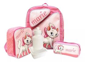 Kit Mochila Infantil Escolar Gatinha Marie Costas 2 Bolsos G F5