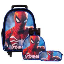 Kit Mochila Infantil Escolar Homem Aranha Com Rodinha