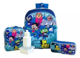 Kit Mochila Infantil Escolar Jovens Titans Em Ação Costas G