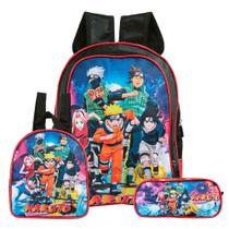 Kit Mochila Infantil Escolar + Lancheira Térmica + Estojo Naruto Turma - Personagem