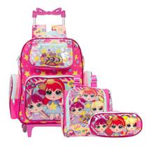 Kit Mochila Infantil Escolar Lol Rodinhas Com Lancheira