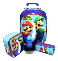 Kit Mochila Infantil Escolar Mario E Luigi Rodinhas Tam G F5
