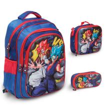 Kit Mochila Infantil Escolar Masculina Dragon Ball Z Costas