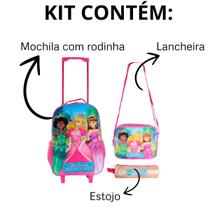 Kit Mochila Infantil Escolar Menina com 3 peças Princesas