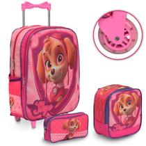 Kit Mochila Infantil Escolar Menina Patrulha Canina Rodinha Kit Mochila Infantil Escolar Menina Patrulha Canina Rodinha