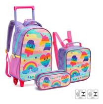 Kit Mochila Infantil Escolar Menina Rodinhas Pop It Colorido Kit Mochila Infantil Escolar Menina Rodinhas Pop It Colorido
